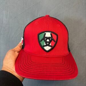 Ariat Richardson 112 Mexico Flag Trucker Hat Red Black Adjustable Rockabilly